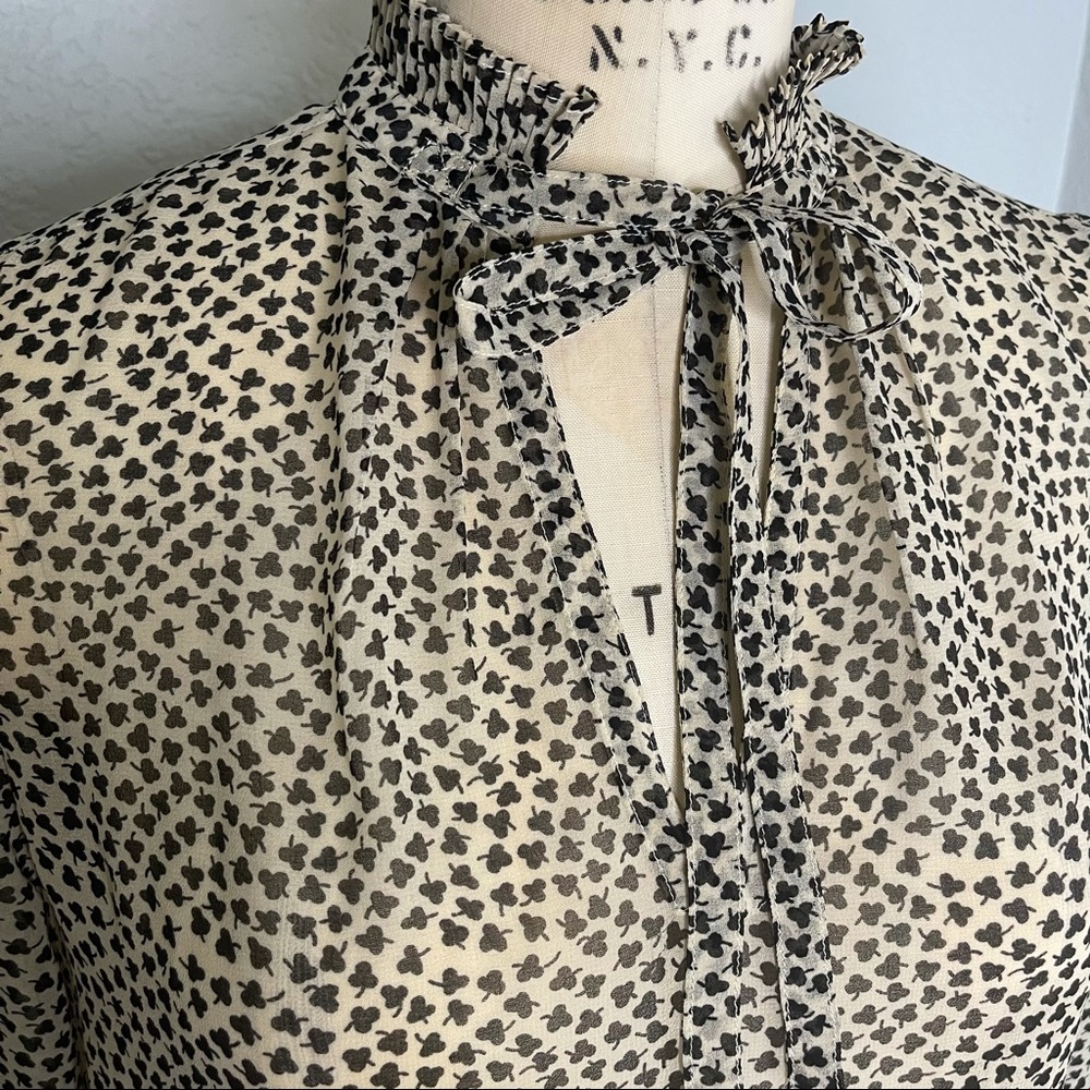 Portrait of a girl 4 cream black high neck sheer blouse - Picture 4 of 9